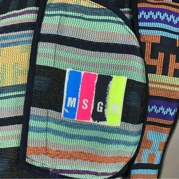 MSGM Women’s Cross Zip Sleeveless Multicolor Vest Size 38 Made in Italy - Picture 14 of 16
